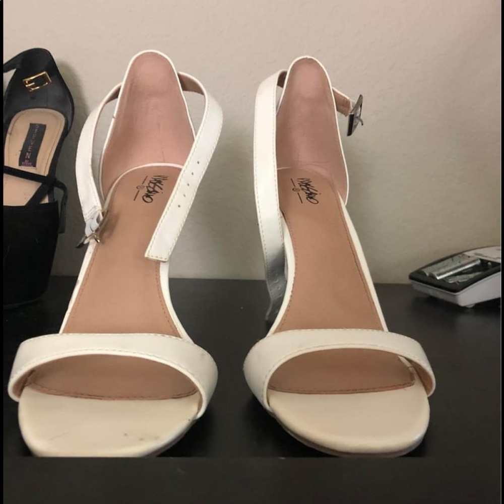 Target White Open Toe Heels with Ankle Strap